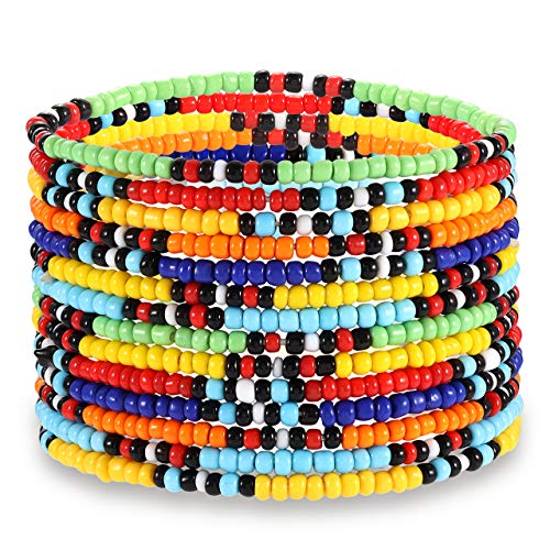 Colorful Rainbow Seed Bead Stretch Bracelets Set