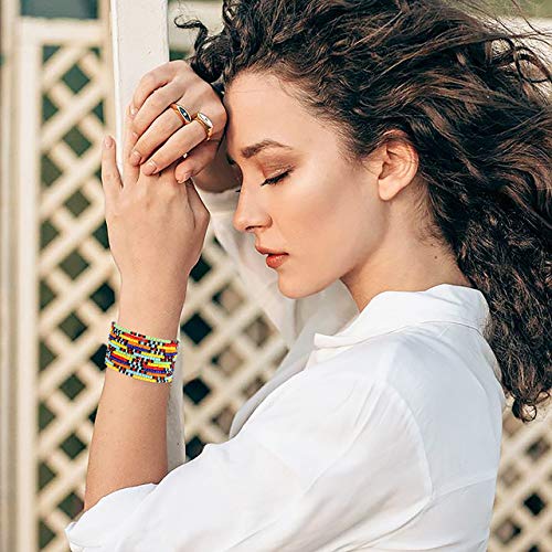 Colorful Rainbow Seed Bead Stretch Bracelets Set