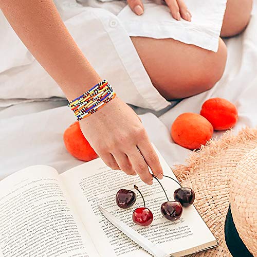 Colorful Rainbow Seed Bead Stretch Bracelets Set