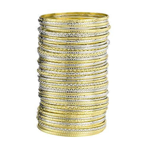 Moroccan Vintage Flower Metal Bangle Bracelet Set