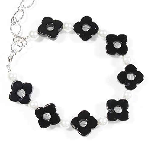 Adjustable Black and White Moroccan Motif Bracelet