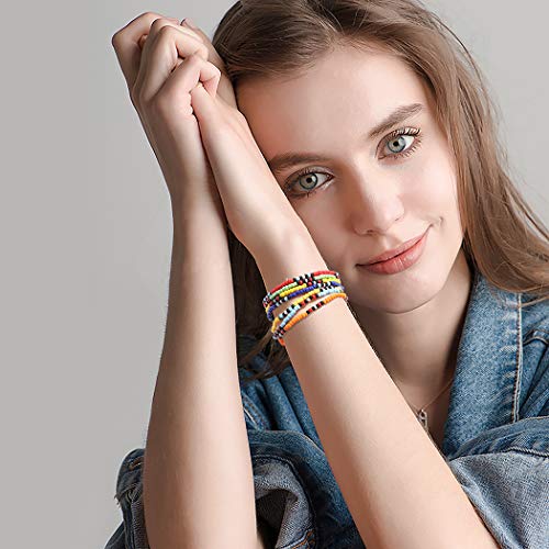 Colorful Rainbow Seed Bead Stretch Bracelets Set