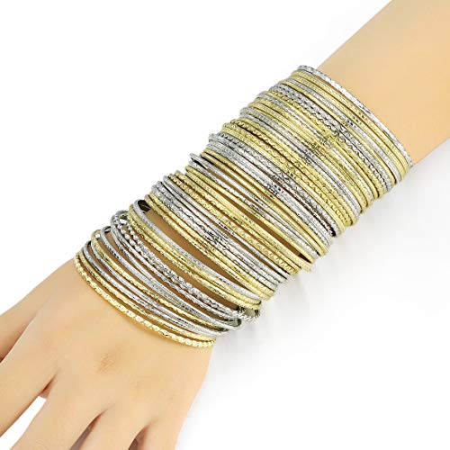 Moroccan Vintage Flower Metal Bangle Bracelet Set