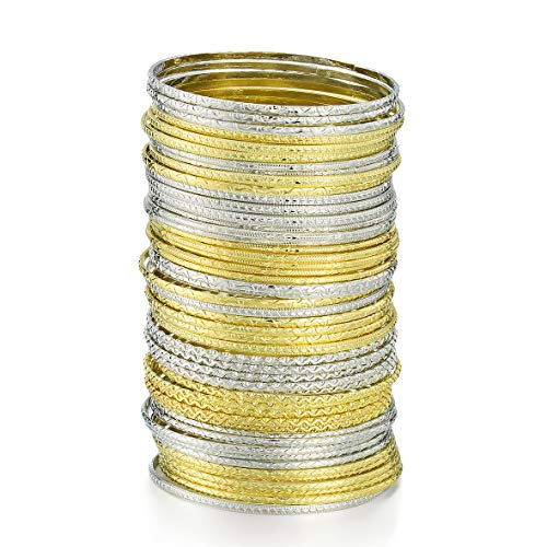Moroccan Vintage Flower Metal Bangle Bracelet Set