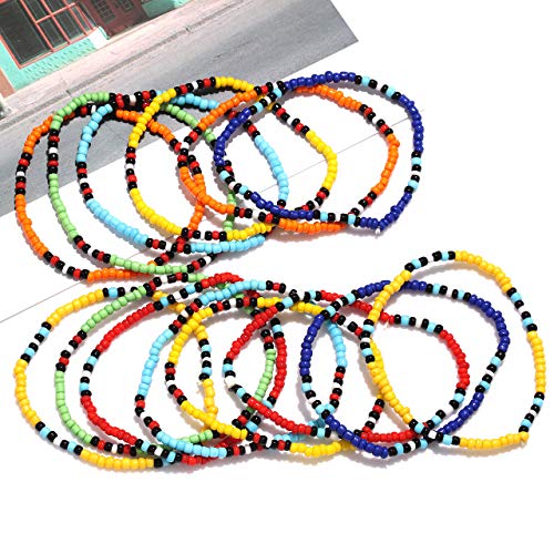 Colorful Rainbow Seed Bead Stretch Bracelets Set
