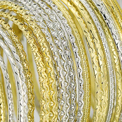 Moroccan Vintage Flower Metal Bangle Bracelet Set