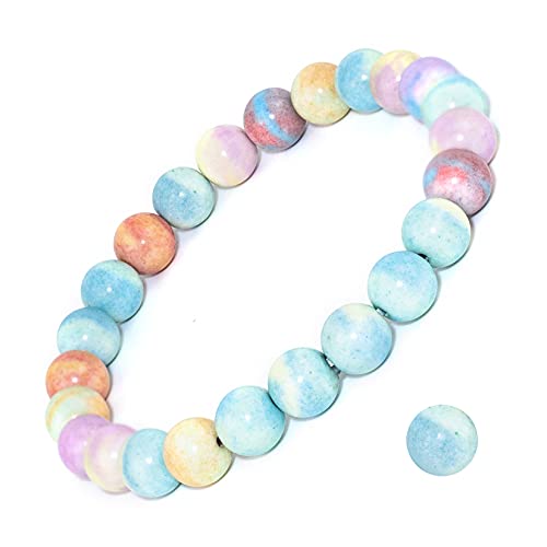 Handmade Rainbow Bridge Agate Gem Bracelet 7.5