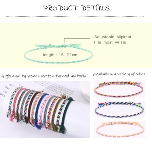 Handmade Colorful Woven Friendship Bracelets Set