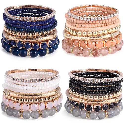 Bohemian Multi-Color Natural Stone Bracelets Set
