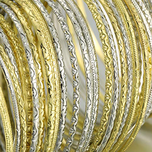 Moroccan Vintage Flower Metal Bangle Bracelet Set