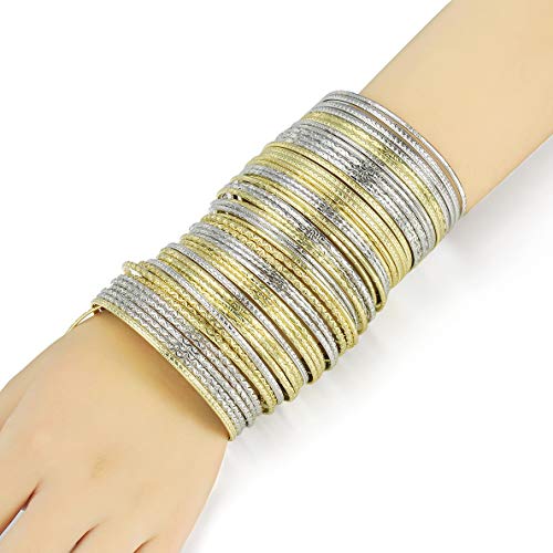 Moroccan Vintage Flower Metal Bangle Bracelet Set