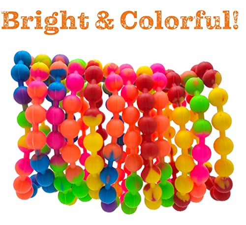 Colorful Rainbow Stretchy Rubber Bracelets - 12 Pack