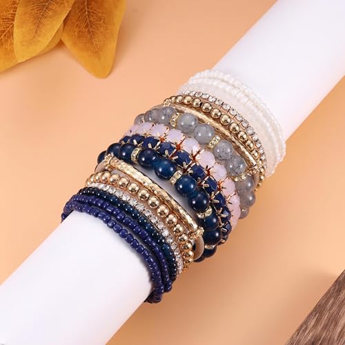 Bohemian Multi-Color Natural Stone Bracelets Set