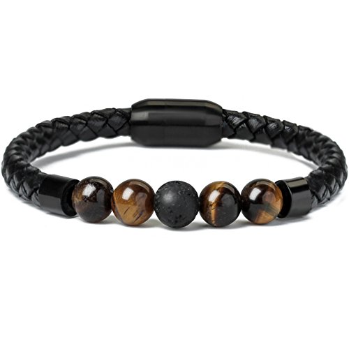 Men's 7 Chakra Lava Stone Leather Bracelet