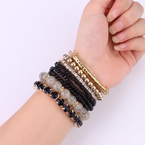 Bohemian Multi-Color Natural Stone Bracelets Set