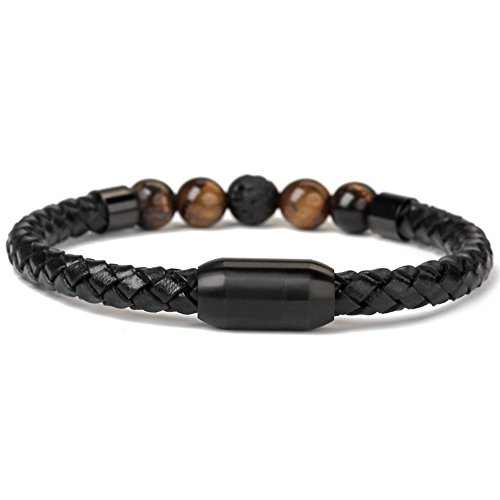Men's 7 Chakra Lava Stone Leather Bracelet