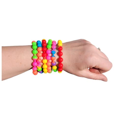 Colorful Rainbow Stretchy Rubber Bracelets - 12 Pack