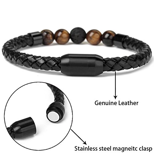Men's 7 Chakra Lava Stone Leather Bracelet