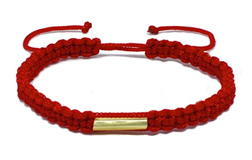 Origin Siam Handmade Thai Knot Wristband With Brass Amulet | Blessed Woven Macrame Bracelet | For Karma Good Luck Love Friendship Yoga Meditation Mindfulness (Red)