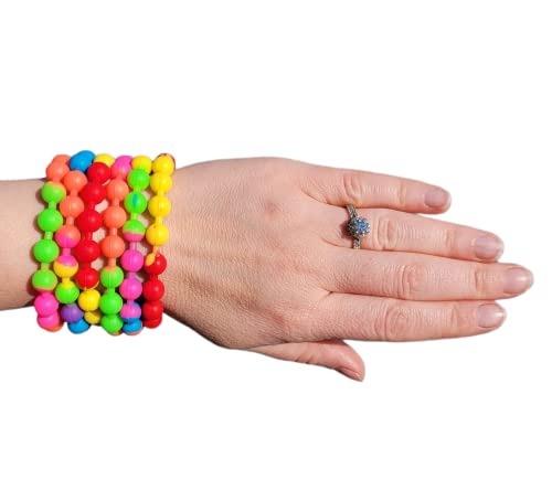 Colorful Rainbow Stretchy Rubber Bracelets - 12 Pack