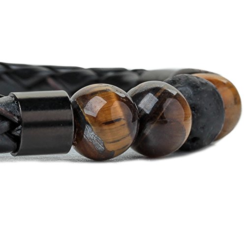 Men's 7 Chakra Lava Stone Leather Bracelet