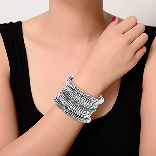 Bohemian Oxidized Moroccan Bangles Set for Women