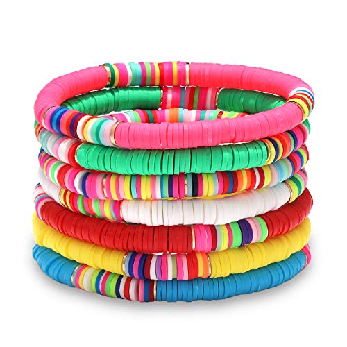 Colorful African Vinyl Disc Bead Bracelet Set