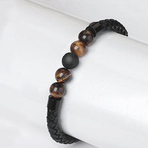 Men's 7 Chakra Lava Stone Leather Bracelet