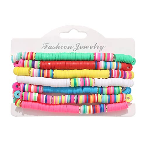 Colorful African Vinyl Disc Bead Bracelet Set