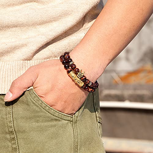 4 Pcs Crown King Natural Stone Bracelets Set