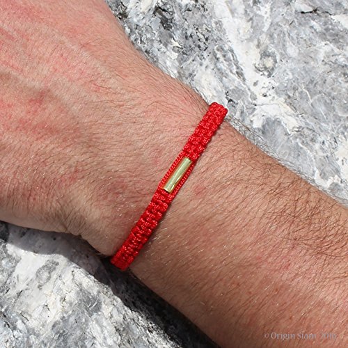 Origin Siam Handmade Thai Knot Wristband With Brass Amulet | Blessed Woven Macrame Bracelet | For Karma Good Luck Love Friendship Yoga Meditation Mindfulness (Red)