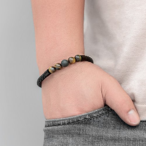 Men's 7 Chakra Lava Stone Leather Bracelet