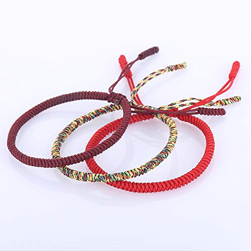 Handmade Weave Tibetan Buddhist Woven Knots Bracelets Mens Womens Lucky Red String Bracelets for Protection Jewelry (all colorful)