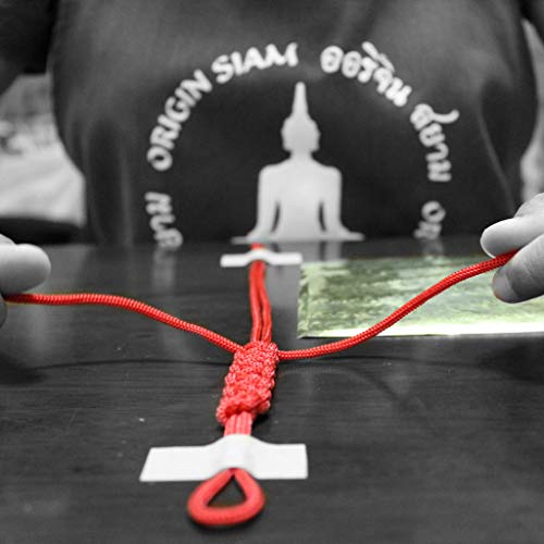 Origin Siam Handmade Thai Knot Wristband With Brass Amulet | Blessed Woven Macrame Bracelet | For Karma Good Luck Love Friendship Yoga Meditation Mindfulness (Red)