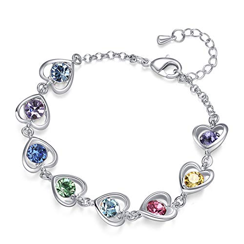Rainbow Heart Link Bracelet for Women and Girls