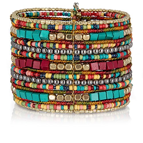 Bohemian Multi-Colored Beaded Cuff Bracelets