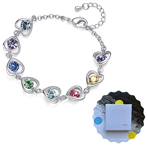 Rainbow Heart Link Bracelet for Women and Girls
