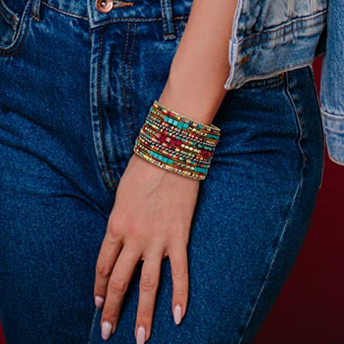 Bohemian Multi-Colored Beaded Cuff Bracelets