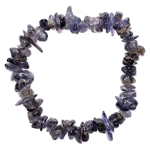 Iolite Crystal Stretchy Bracelet with Selenite Heart