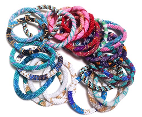 Colorful Nepal Glass Beaded Bracelets Set (6)