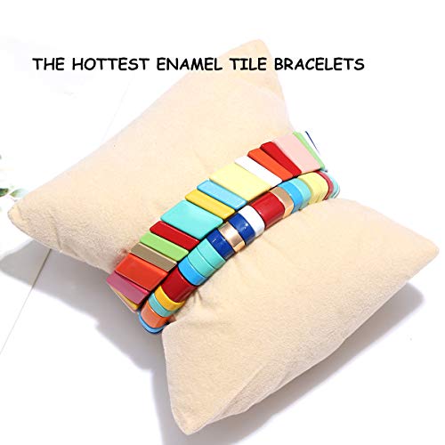 Rainbow Enamel Tile Stretch Bracelets Set for Everyone