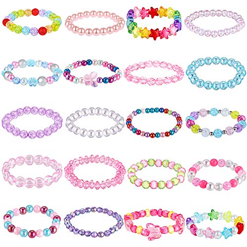 Colorful Beaded Bracelets for Girls - 20 Pieces