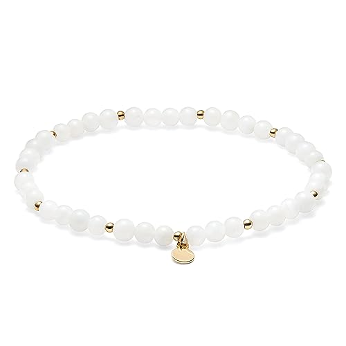 Moonstone & Gold Beaded Stretch Bracelet for Women