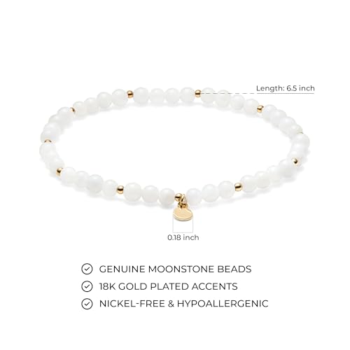 Moonstone & Gold Beaded Stretch Bracelet for Women