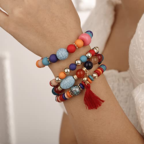 Colorful Vintage Beaded Stackable Boho Bracelets