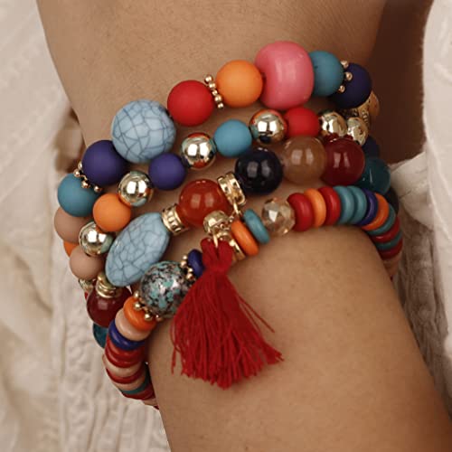 Colorful Vintage Beaded Stackable Boho Bracelets