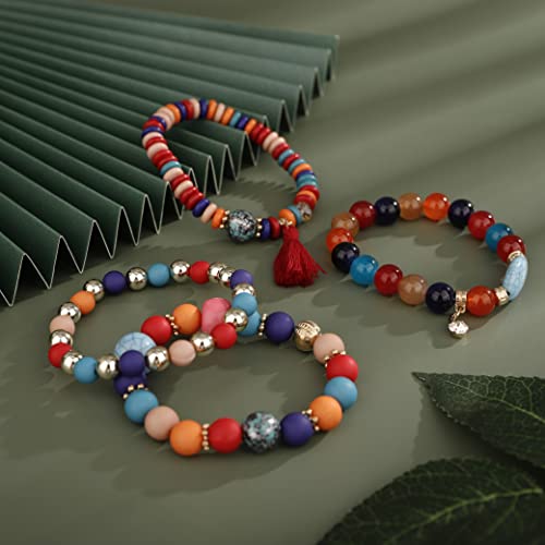 Colorful Vintage Beaded Stackable Boho Bracelets