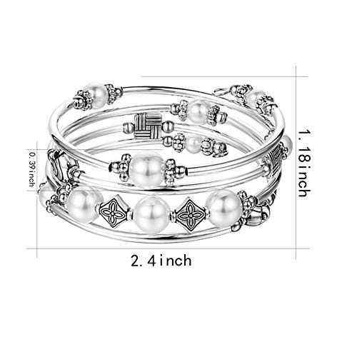Bohemian Beaded Pearl Wrap Bracelet for Women