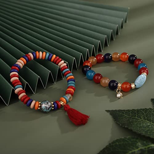 Colorful Vintage Beaded Stackable Boho Bracelets