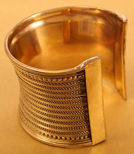 Antique Gold Tone Brass Cuff Bracelet for Women